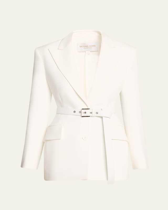 Sculpted Single-Breasted Blazer With Belt